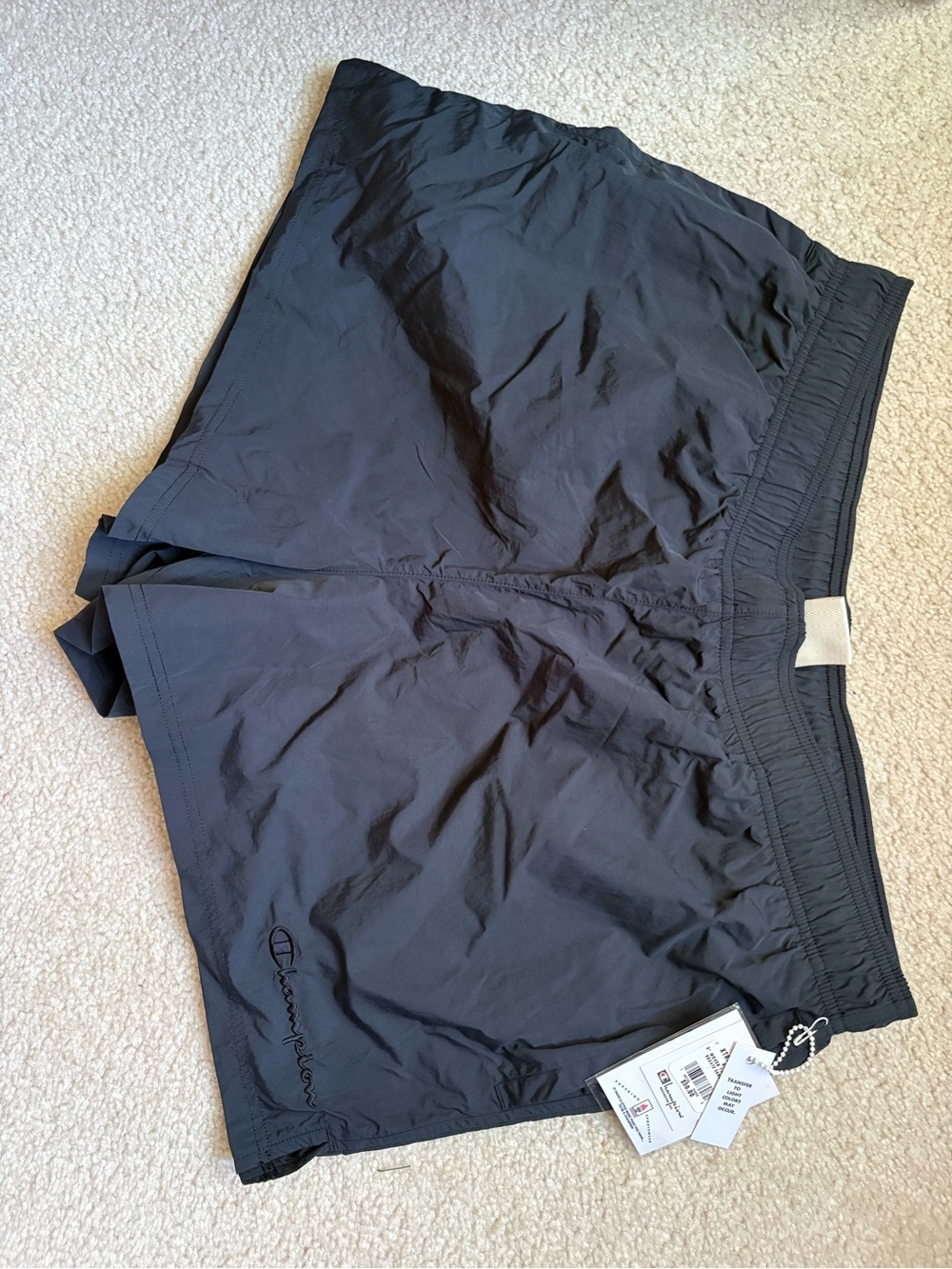 NEW Champion Men's Dark Black Athletic Shorts with Logo